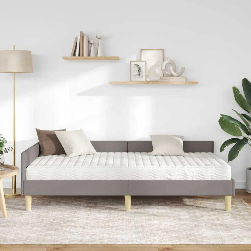 Kampinė lovos konstrukcija su čiužiniu 2 pcs Taupe audinys