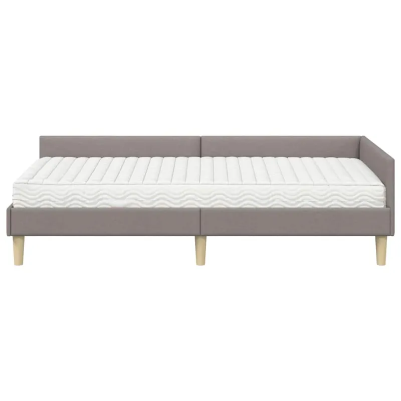 Kampinė lovos konstrukcija su čiužiniu 2 pcs Taupe audinys