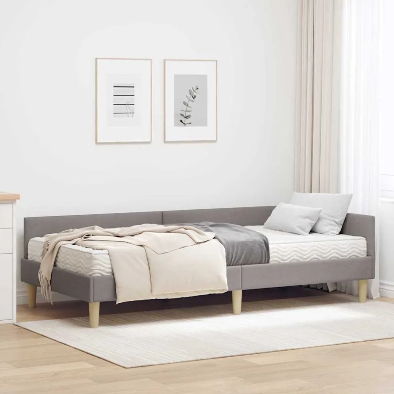 Kampinė lovos konstrukcija su čiužiniu 2 pcs Taupe audinys
