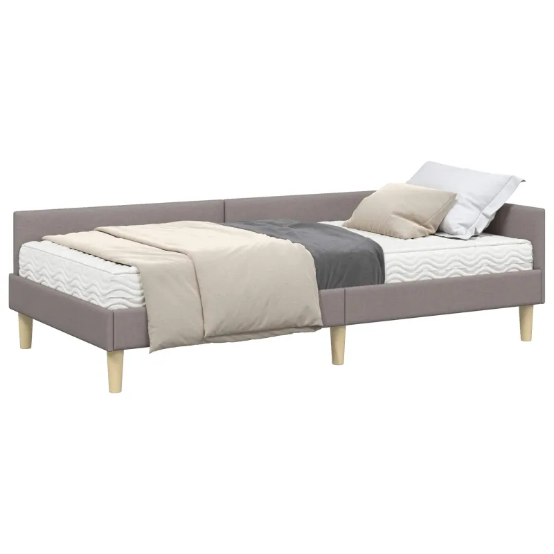 Kampinė lovos konstrukcija su čiužiniu 2 pcs Taupe audinys