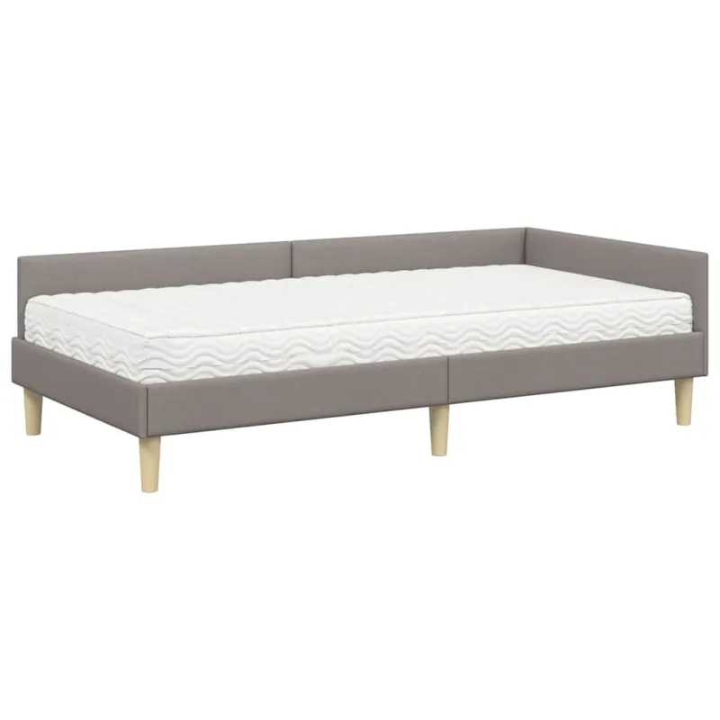 Kampinė lovos konstrukcija su čiužiniu 2 pcs Taupe audinys