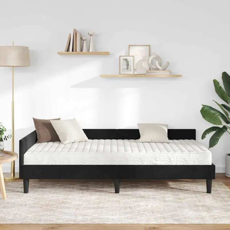 Kampinė lovos konstrukcija su čiužiniu Kita 2 pcs Juoda Aksomas
