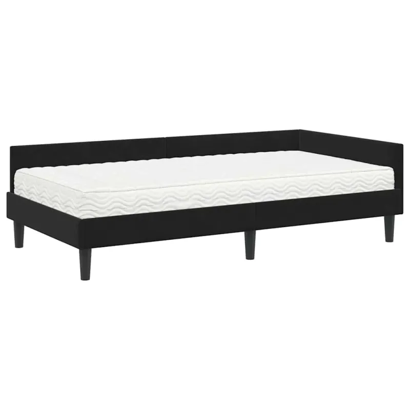 Kampinė lovos konstrukcija su čiužiniu Kita 2 pcs Juoda Aksomas