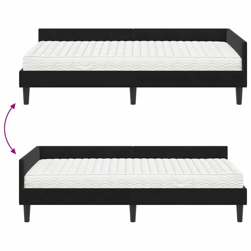 Kampinė lovos konstrukcija su čiužiniu Kita 2 pcs Juoda Aksomas
