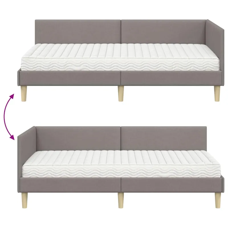 Kampinė lovos konstrukcija su čiužiniu Kita 2 pcs Taupe audinys