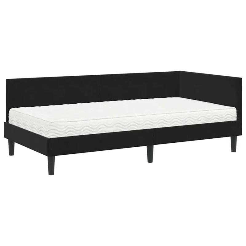 Kampinė lovos konstrukcija su čiužiniu Kita 2 pcs Juoda Aksomas