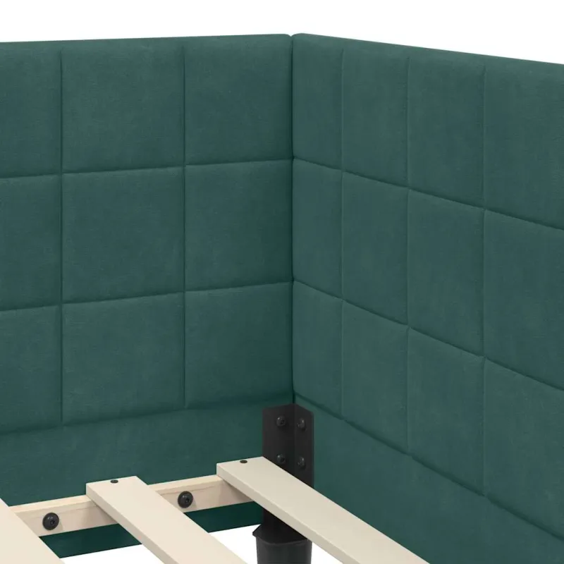 Kampinė lovos konstrukcija su čiužiniu 2 pcs Žalia Aksomas