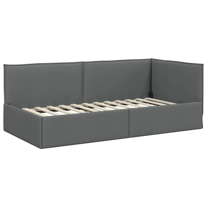 Kampinė lovos konstrukcija su čiužiniu 2 pcs Pilka Aksomas
