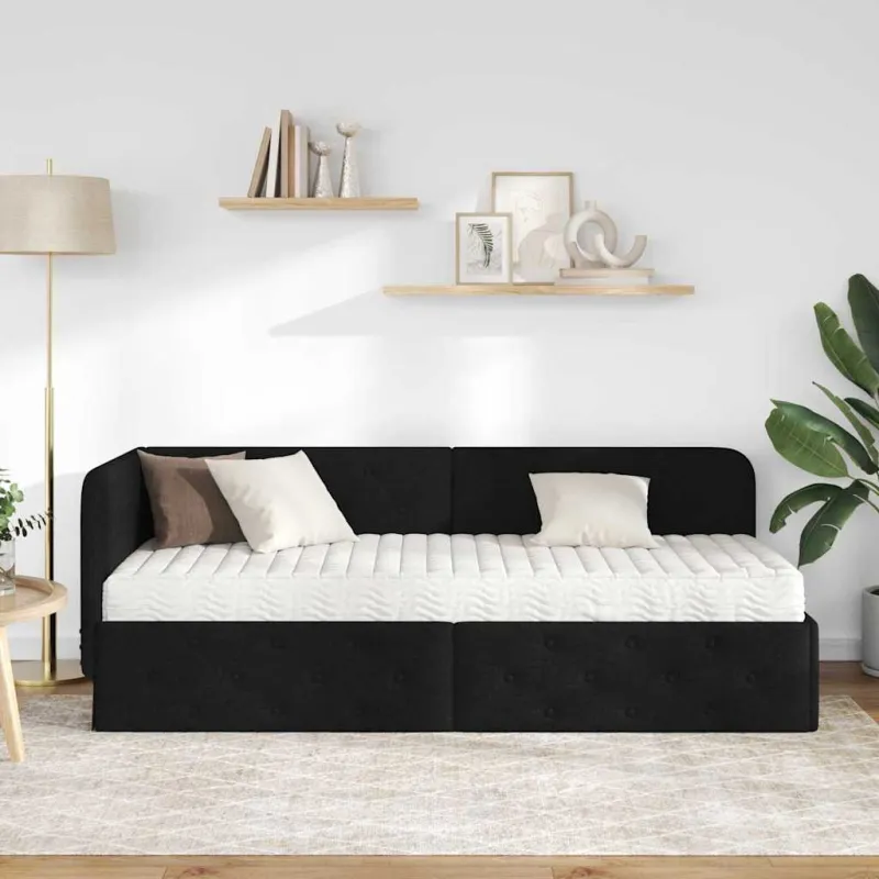 Kampinė lovos konstrukcija Juodas 80 x 200 cm audinys