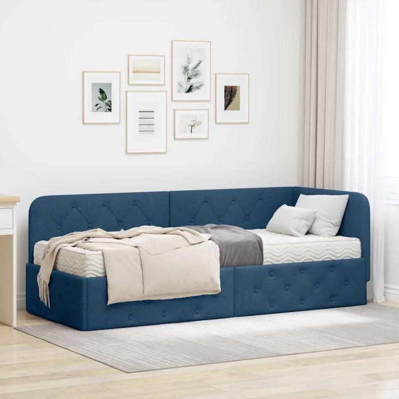 Kampinė lovos konstrukcija Mėlyna 80 x 200 cm audinys