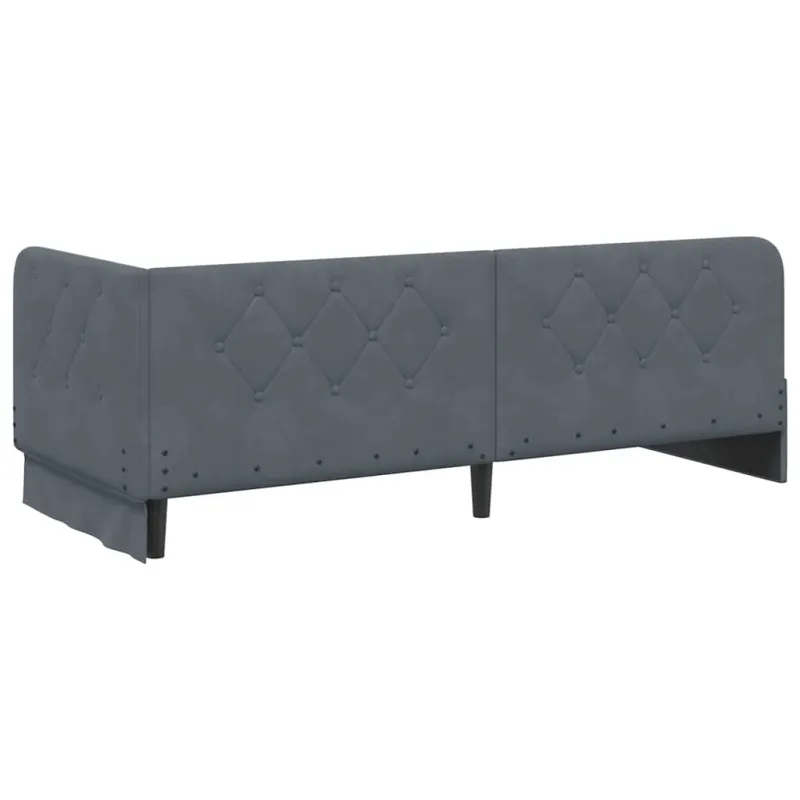 Kampinė lovos konstrukcija Tamsiai pilka 80 x 200 cm Aksomas