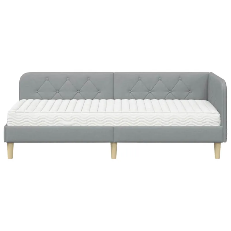 Kampinė lovos konstrukcija Šviesiai pilka 80 x 200 cm audinys