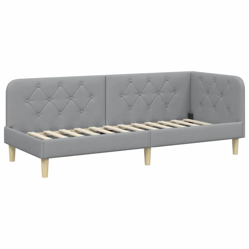 Kampinė lovos konstrukcija Šviesiai pilka 80 x 200 cm audinys