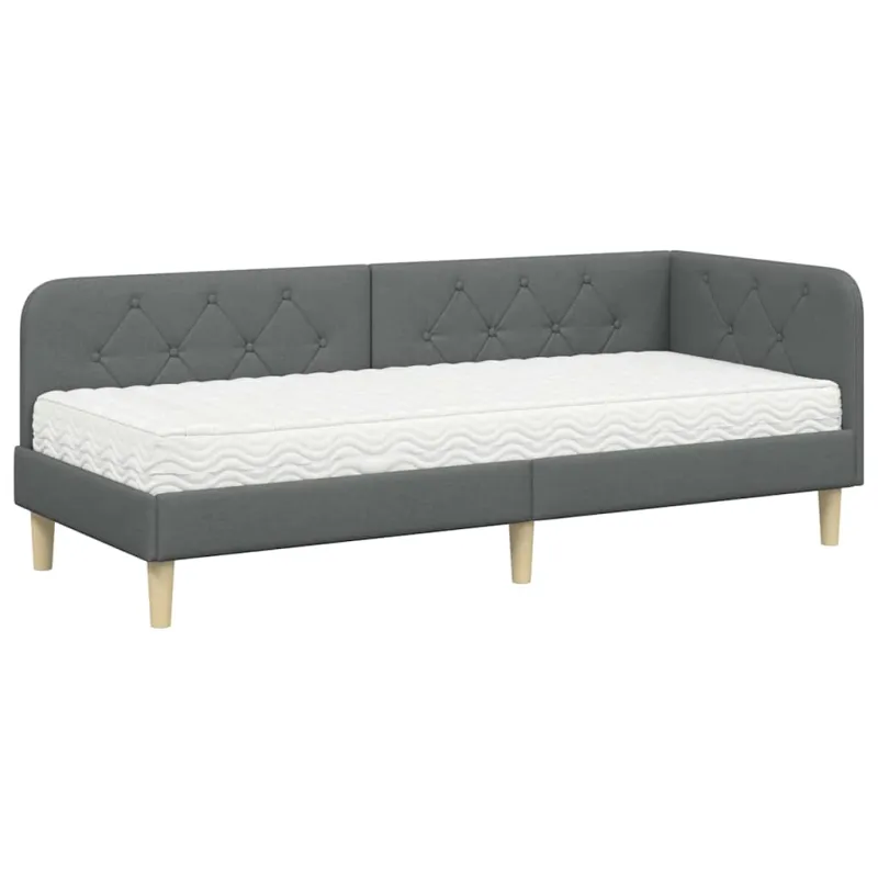 Kampinė lovos konstrukcija Tamsiai pilka 80 x 200 cm audinys