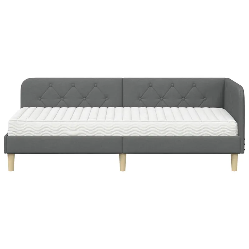 Kampinė lovos konstrukcija Tamsiai pilka 80 x 200 cm audinys