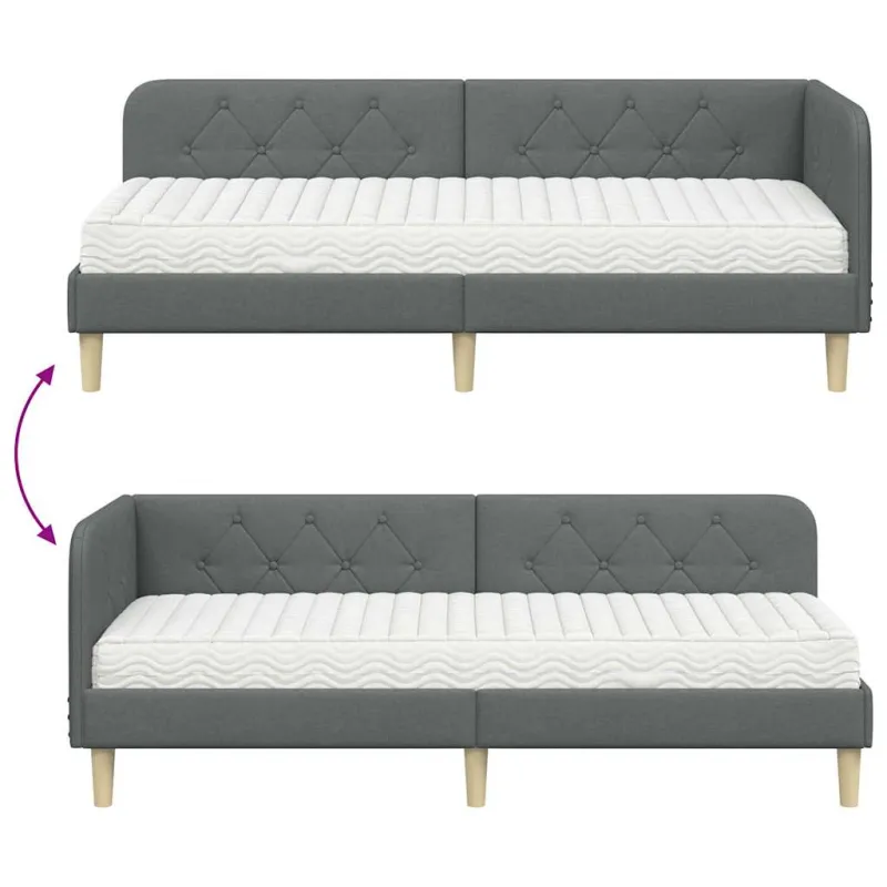 Kampinė lovos konstrukcija Tamsiai pilka 80 x 200 cm audinys