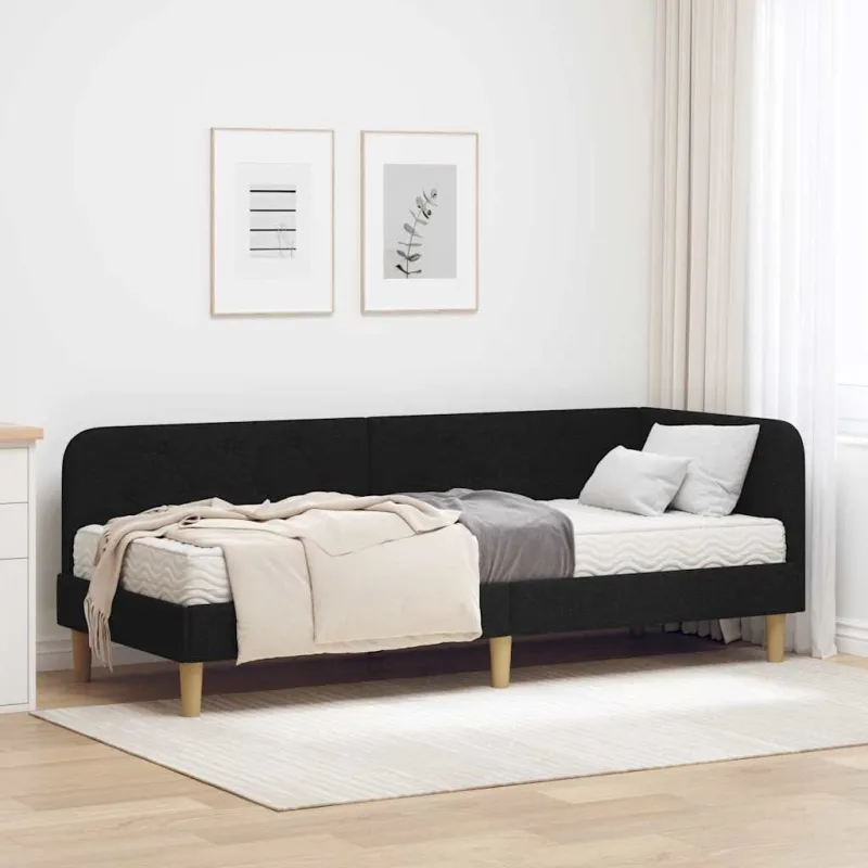 Kampinė lovos konstrukcija Juodas 80 x 200 cm audinys