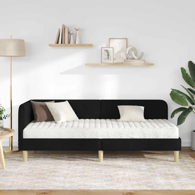 Kampinė lovos konstrukcija Juodas 80 x 200 cm audinys