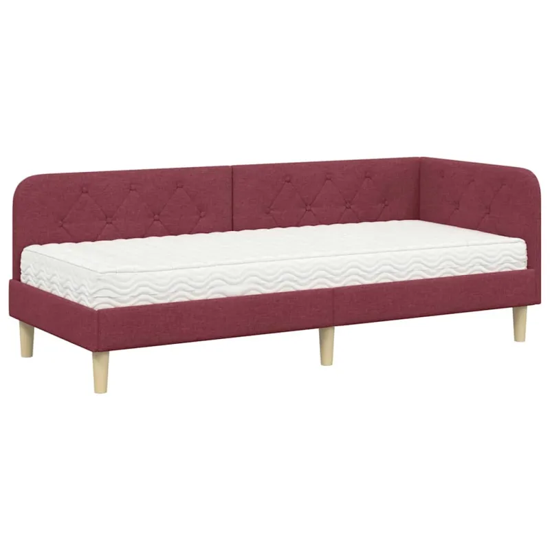 Kampinė lovos konstrukcija Vyno raudona 80 x 200 cm audinys