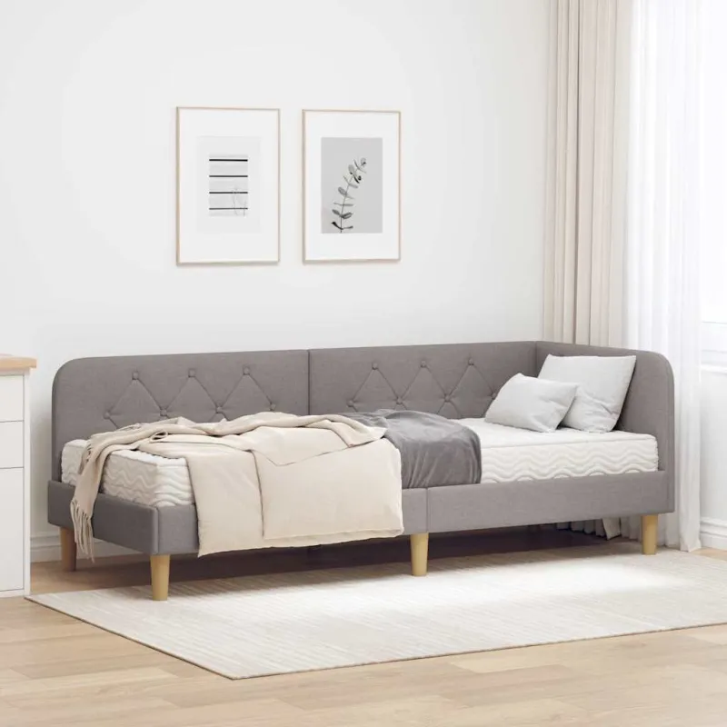 Kampinė lovos konstrukcija Taupe 80 x 200 cm audinys