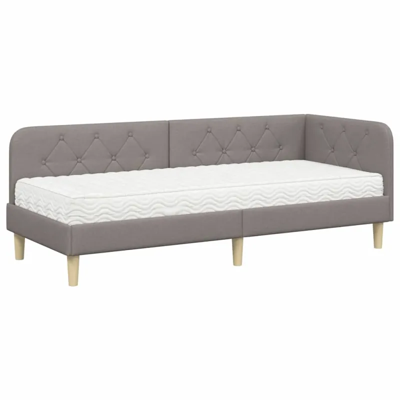 Kampinė lovos konstrukcija Taupe 80 x 200 cm audinys
