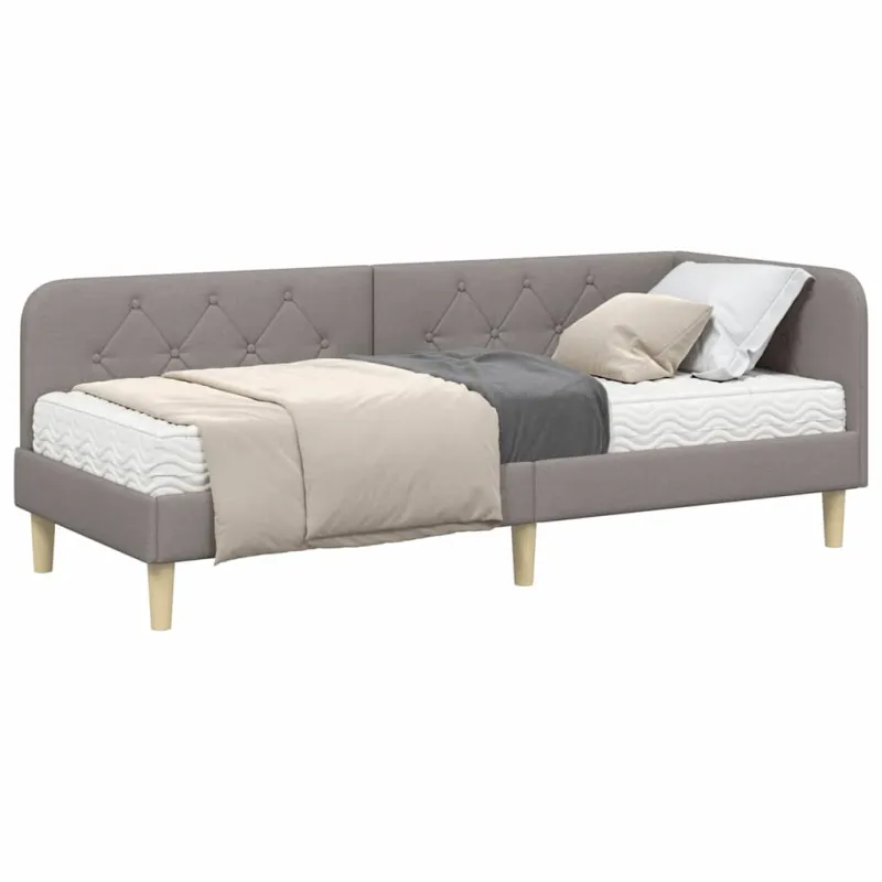 Kampinė lovos konstrukcija Taupe 80 x 200 cm audinys