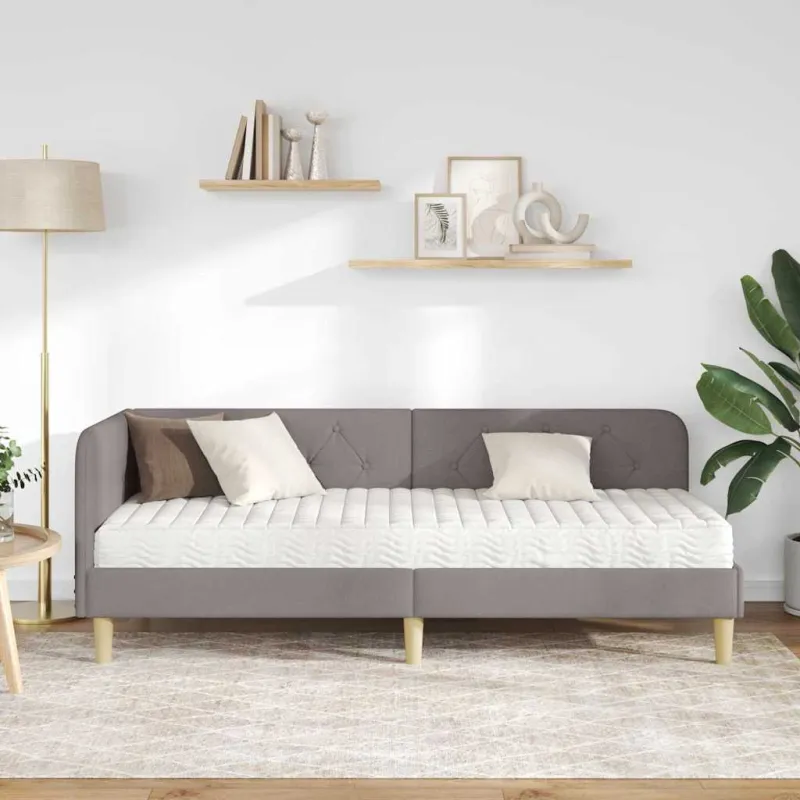 Kampinė lovos konstrukcija Taupe 80 x 200 cm audinys