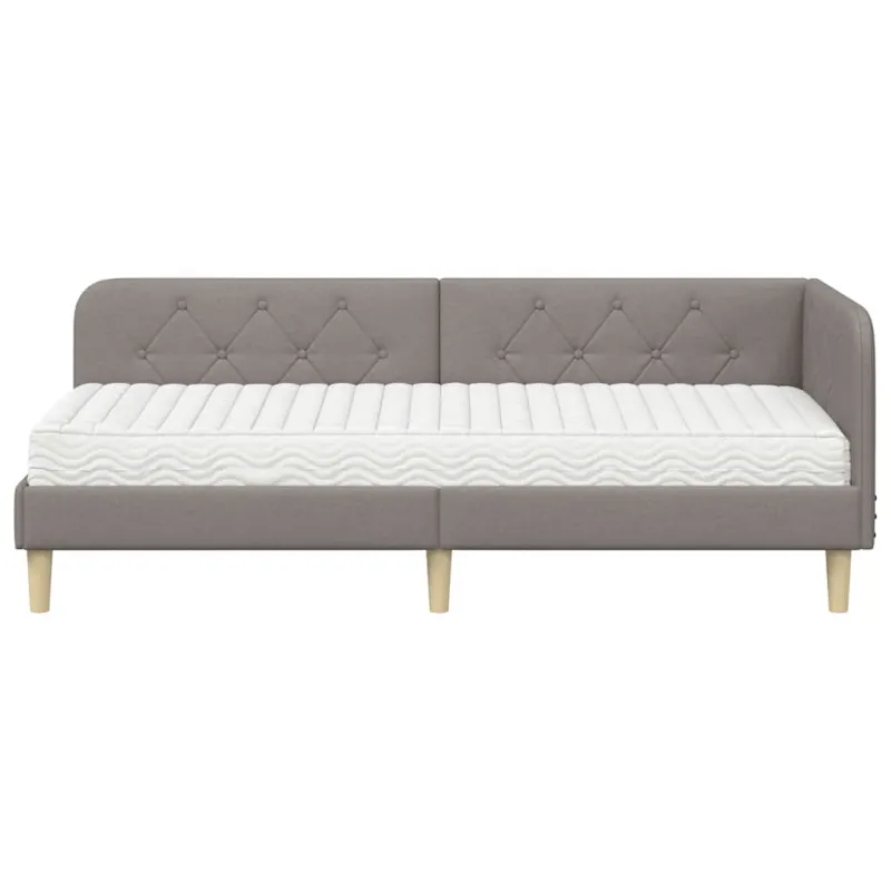 Kampinė lovos konstrukcija Taupe 80 x 200 cm audinys