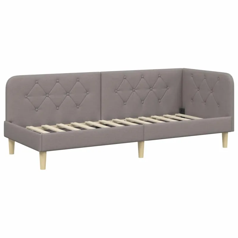 Kampinė lovos konstrukcija Taupe 80 x 200 cm audinys