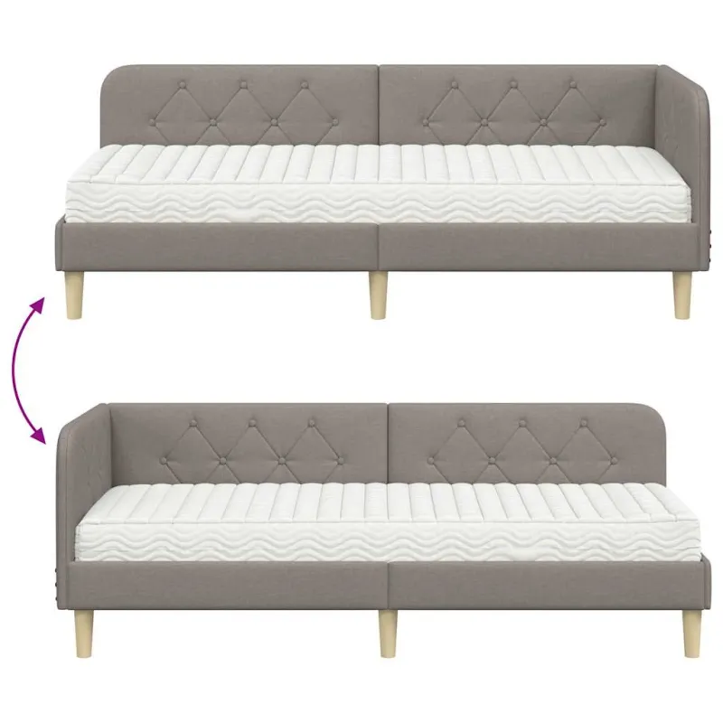 Kampinė lovos konstrukcija Taupe 80 x 200 cm audinys