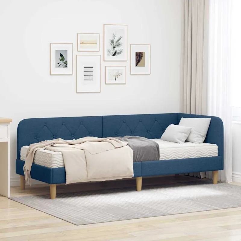 Kampinė lovos konstrukcija Mėlyna 80 x 200 cm audinys