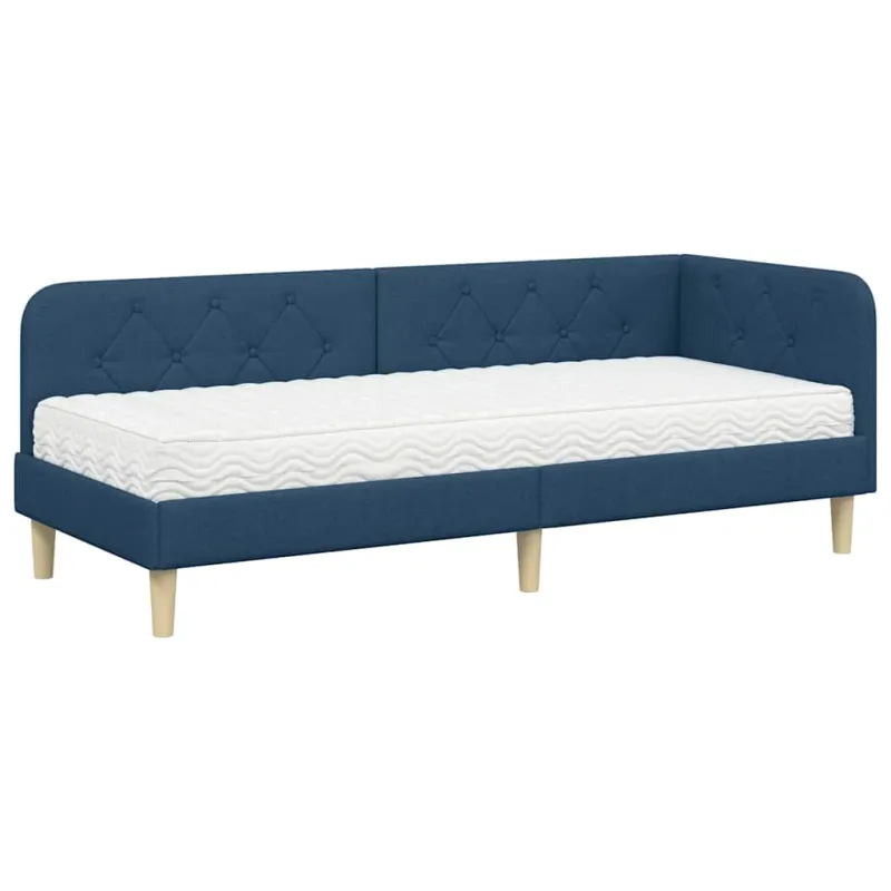 Kampinė lovos konstrukcija Mėlyna 80 x 200 cm audinys
