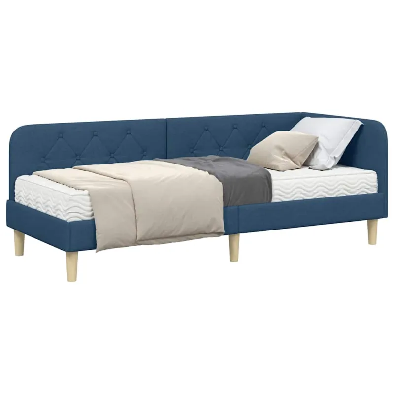 Kampinė lovos konstrukcija Mėlyna 80 x 200 cm audinys