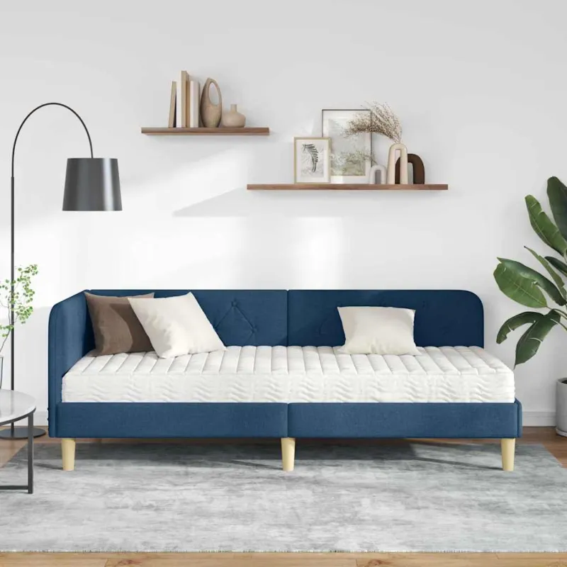 Kampinė lovos konstrukcija Mėlyna 80 x 200 cm audinys