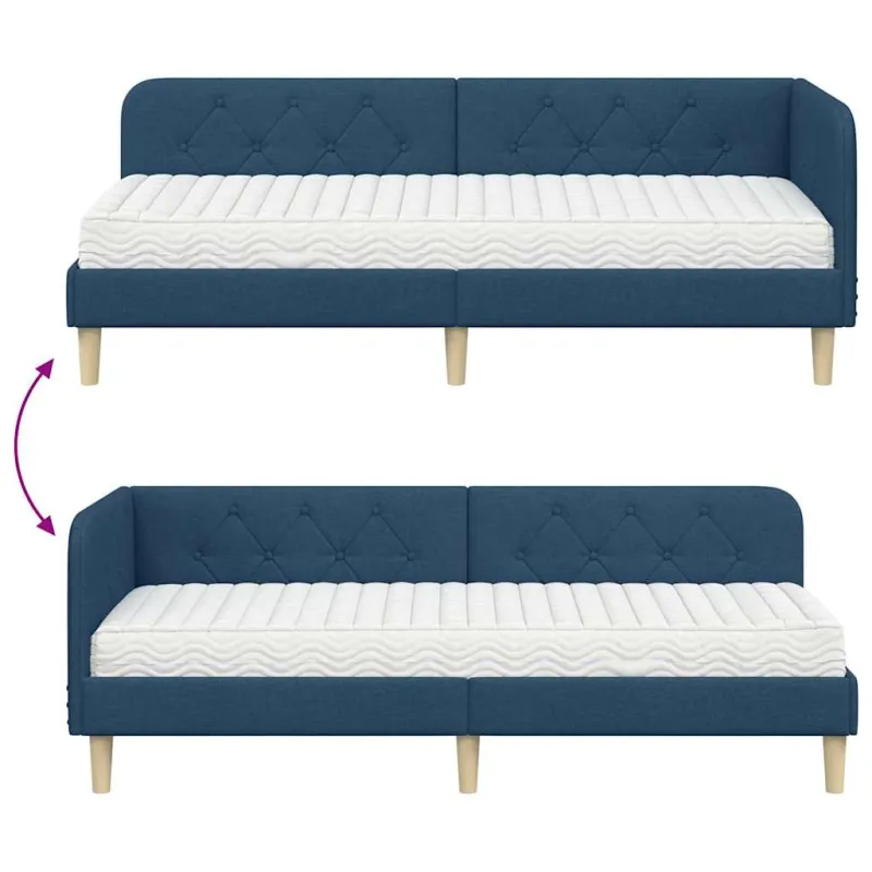 Kampinė lovos konstrukcija Mėlyna 80 x 200 cm audinys