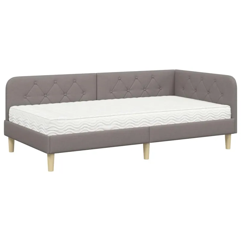 Kampinė lovos konstrukcija Taupe 90 x 200 cm audinys