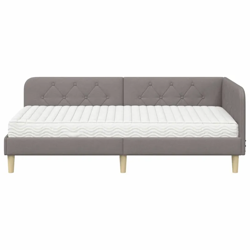 Kampinė lovos konstrukcija Taupe 90 x 200 cm audinys