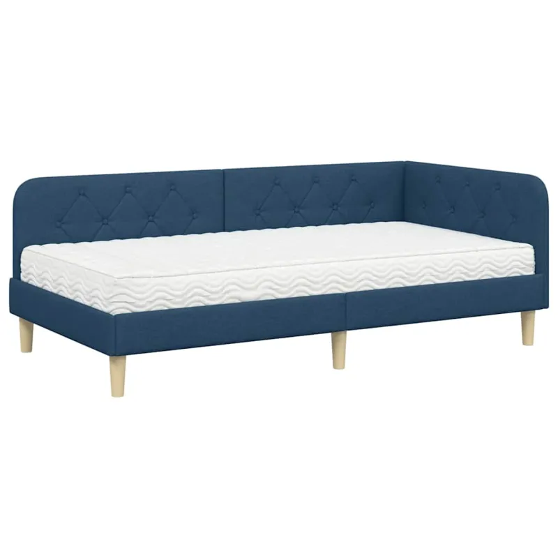 Kampinė lovos konstrukcija Mėlyna 90 x 200 cm audinys