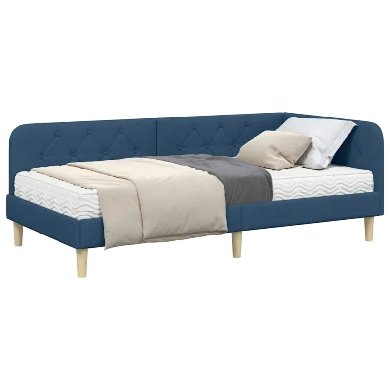 Kampinė lovos konstrukcija Mėlyna 90 x 200 cm audinys