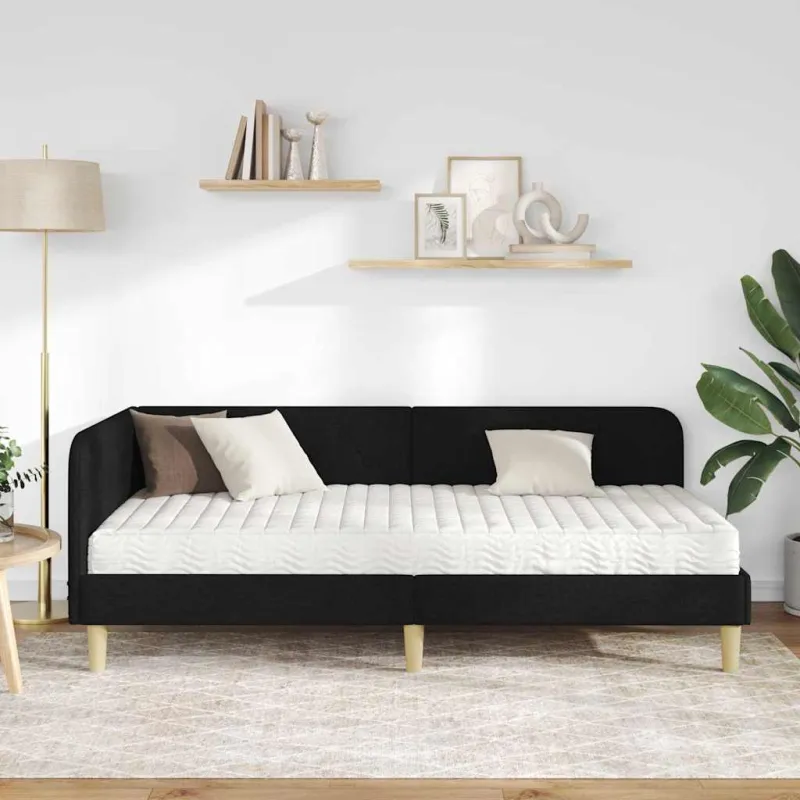 Kampinė lovos konstrukcija Juodas 100 x 200 cm audinys
