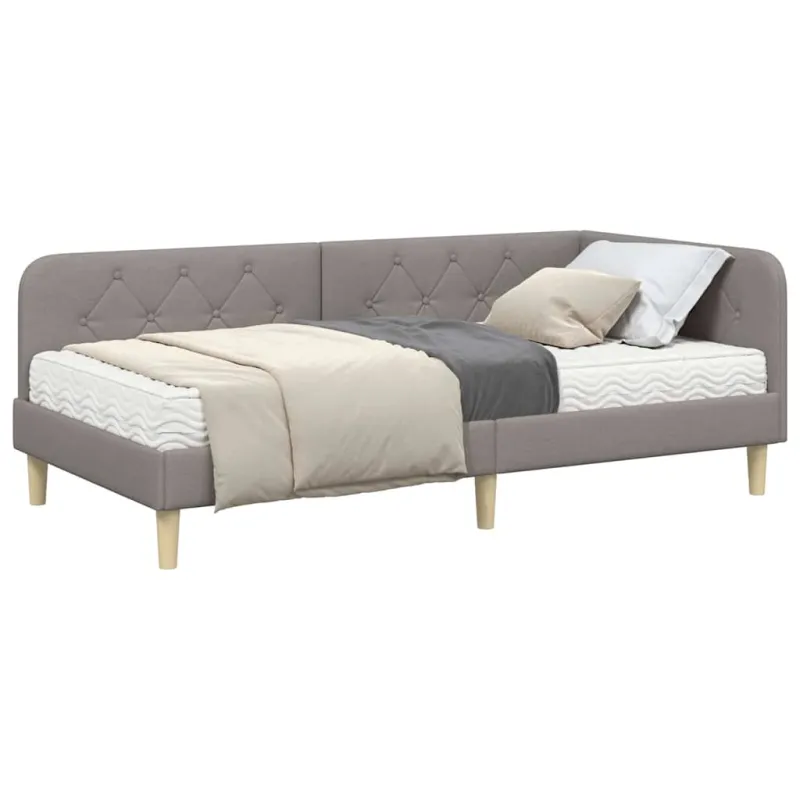 Kampinė lovos konstrukcija Taupe 100 x 200 cm audinys