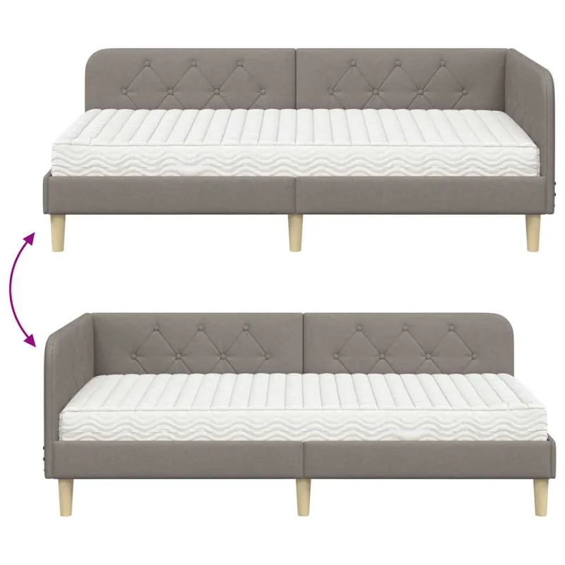 Kampinė lovos konstrukcija Taupe 100 x 200 cm audinys