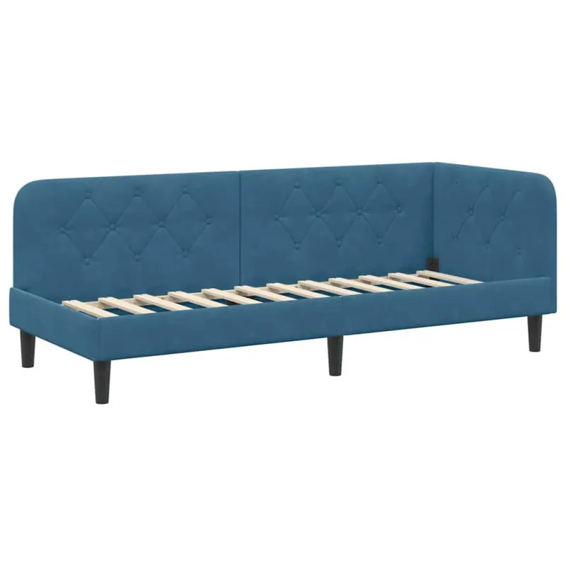 Kampinė lovos konstrukcija Mėlyna 80 x 200 cm Aksomas