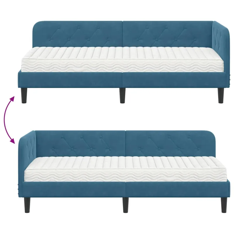 Kampinė lovos konstrukcija Mėlyna 80 x 200 cm Aksomas