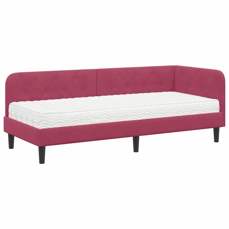 Kampinė lovos konstrukcija Vyno raudona 80 x 200 cm Aksomas