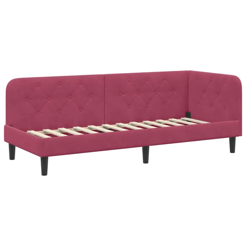 Kampinė lovos konstrukcija Vyno raudona 80 x 200 cm Aksomas
