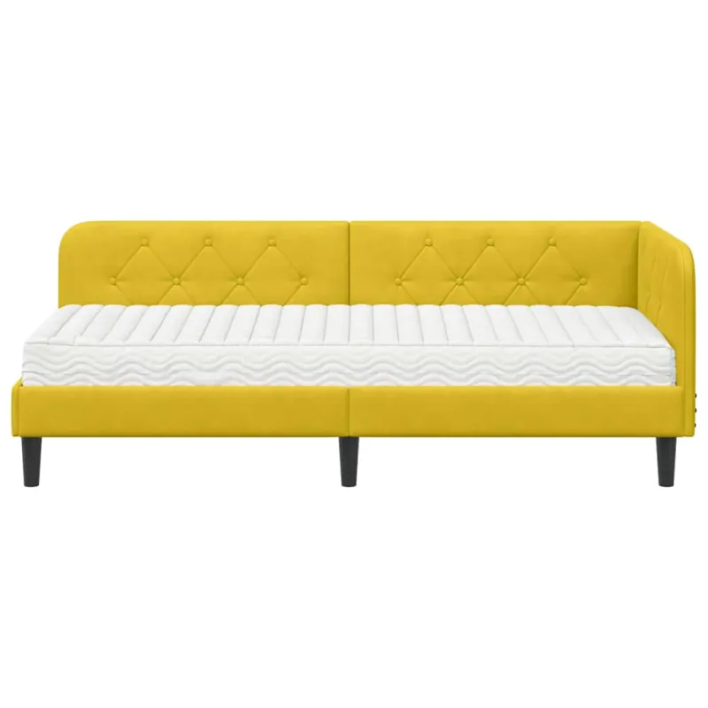 Kampinė lovos konstrukcija Geltona 80 x 200 cm Aksomas