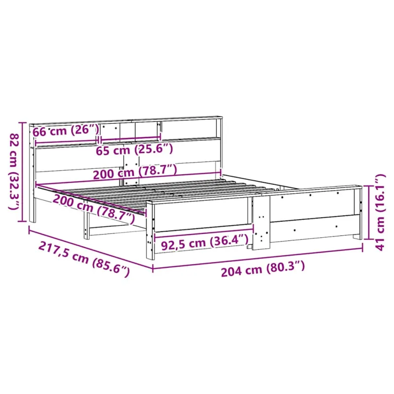 Lovos rėmas su galvūgalio Ruda 200 x 200 cm Apdirbta mediena