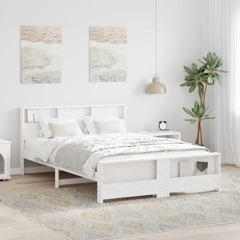 Lovos rėmas su galvūgalio Balta 140 x 200 cm Apdirbta mediena