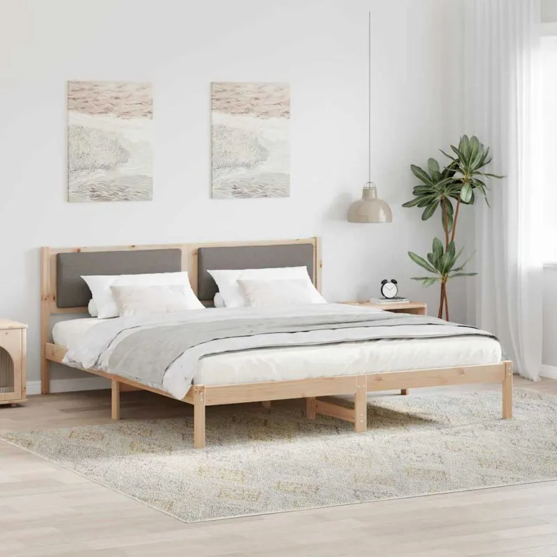 Lovos rėmas Taupe 200 x 200 cm Kietos pušies mediena